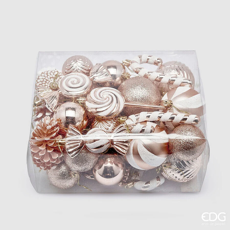 EDG Enzo De Gasperi Addobbo Natale Decomix H 13 Cm D 7,5 Cm Cf 36 Pz Rose Gold