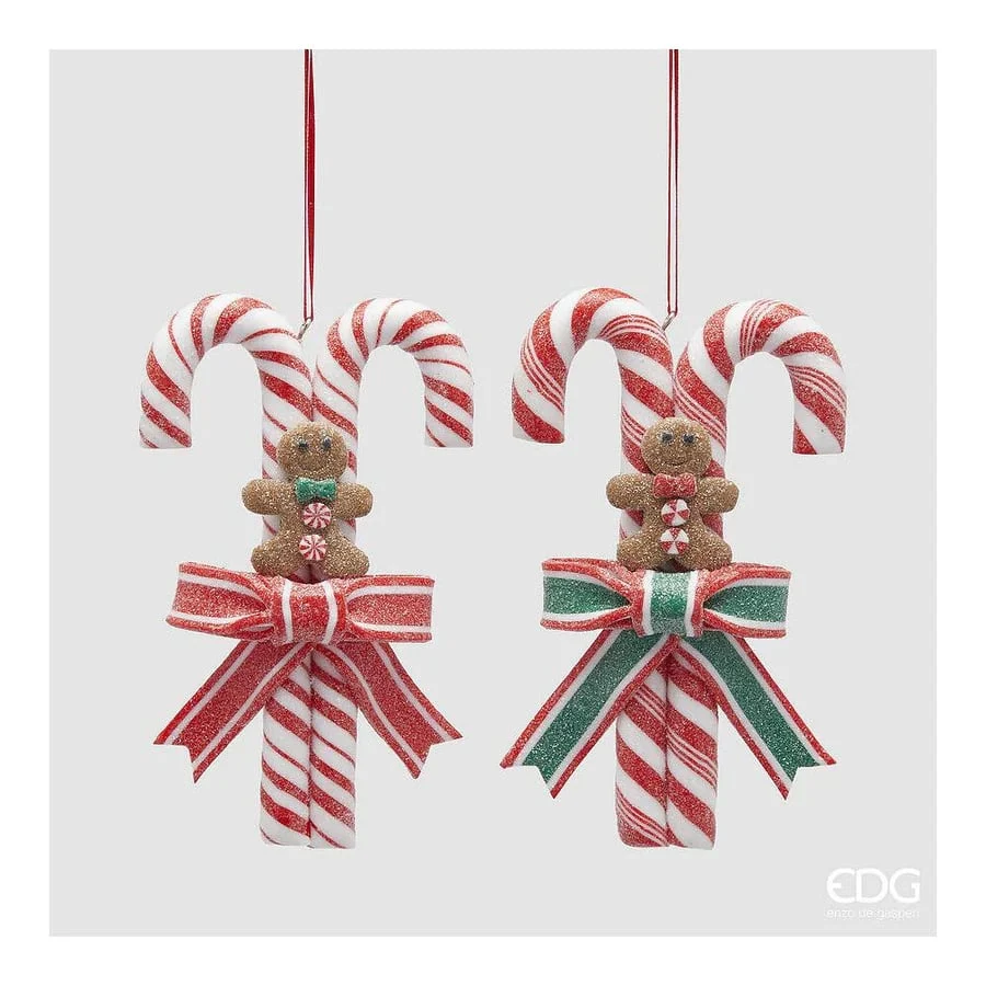 EDG Enzo De Gasperi Addobbo di Natale CandyCane H 14 Cm L 1 Cm Ass. White Red 1 Pz
