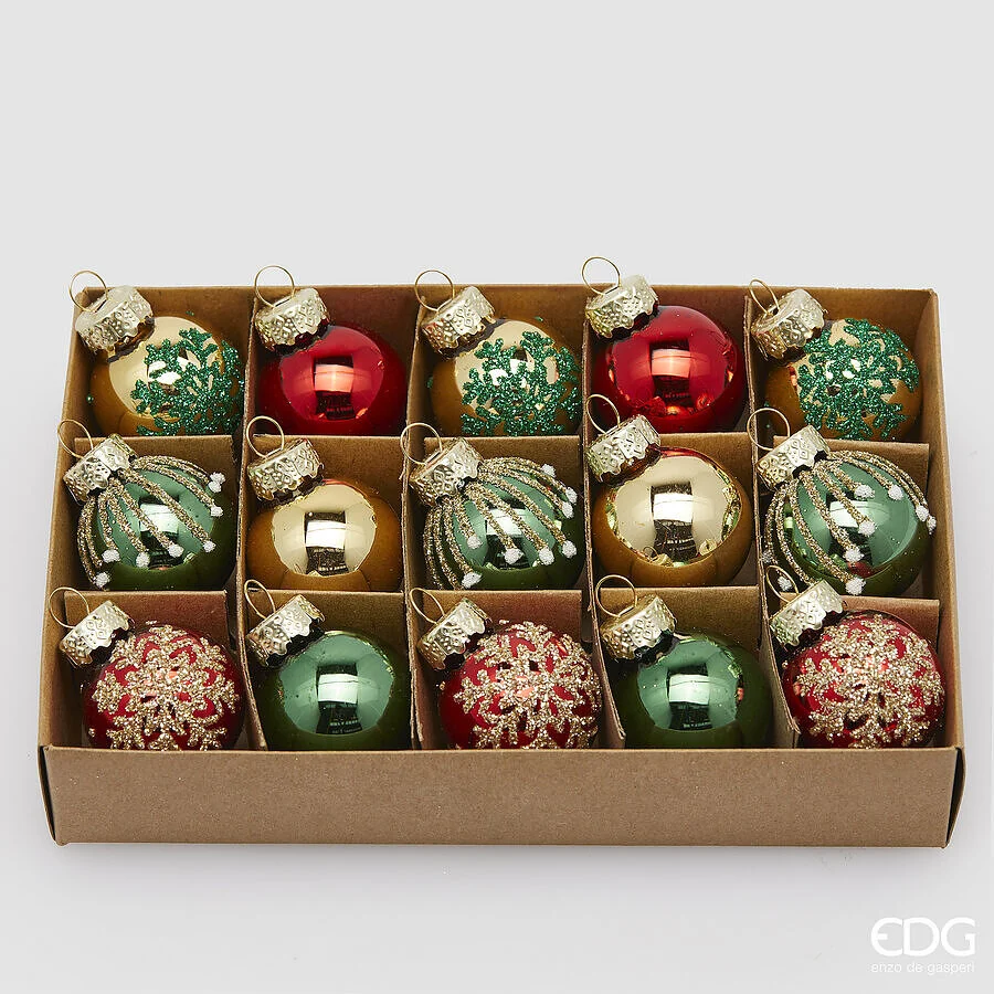 EDG Enzo De Gasperi Addobbo di Natale Palla Decomix D 3 Cm Multicolor Cf 15 Pz