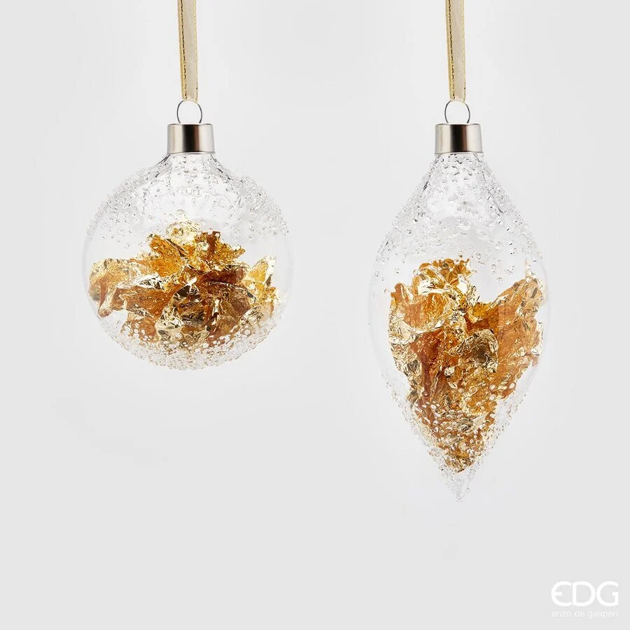 EDG Enzo De Gasperi Addobbo di Natale Palla Fuso Foglia D 8 Cm Gold Ass. 1 Pz