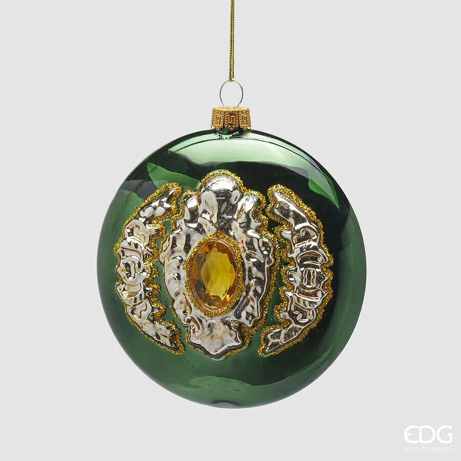EDG Enzo De Gasperi Addobbo di Natale Palla Gemme H 12 Cm D 10 Cm Green