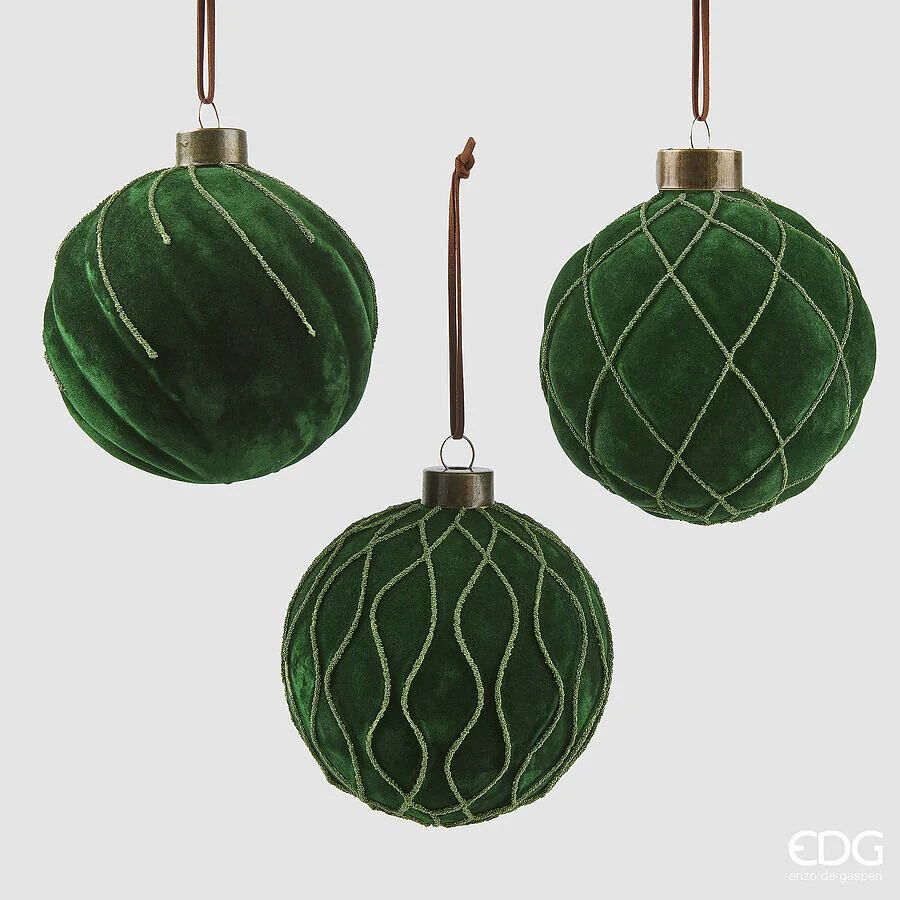 EDG Enzo De Gasperi Addobbo di Natale Palla Velvet D 10 Cm Ass. Green 1 Pz