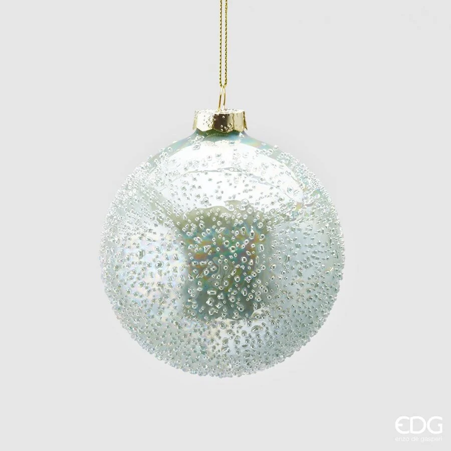 EDG Enzo De Gasperi Addobbo di Natale Palla Vetro Microbolle D 10 Cm Light Green