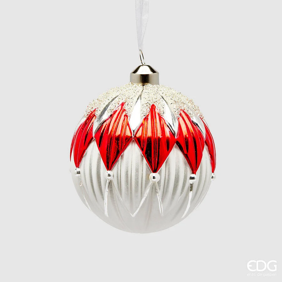 EDG Enzo De Gasperi Addobbo di NatalePalla Rombi D 10 Cm White Red