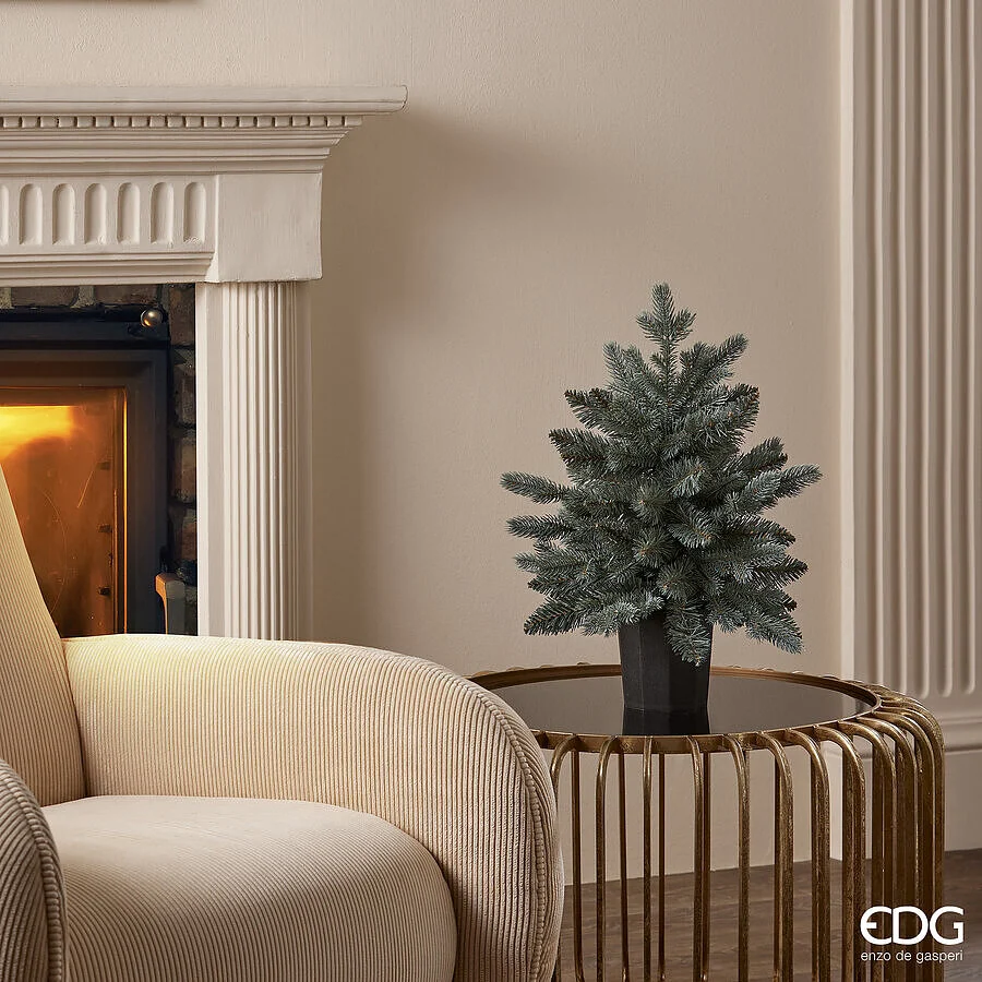 EDG Enzo De Gasperi Albero di Natale Pino Argentato con Vaso H 45 Cm Sage