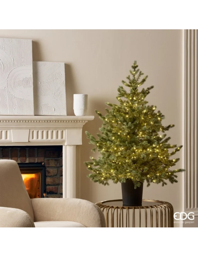 EDG Enzo De Gasperi Albero di Natale Pino Argentato H 120 cm D 99 Cm con 480 Led