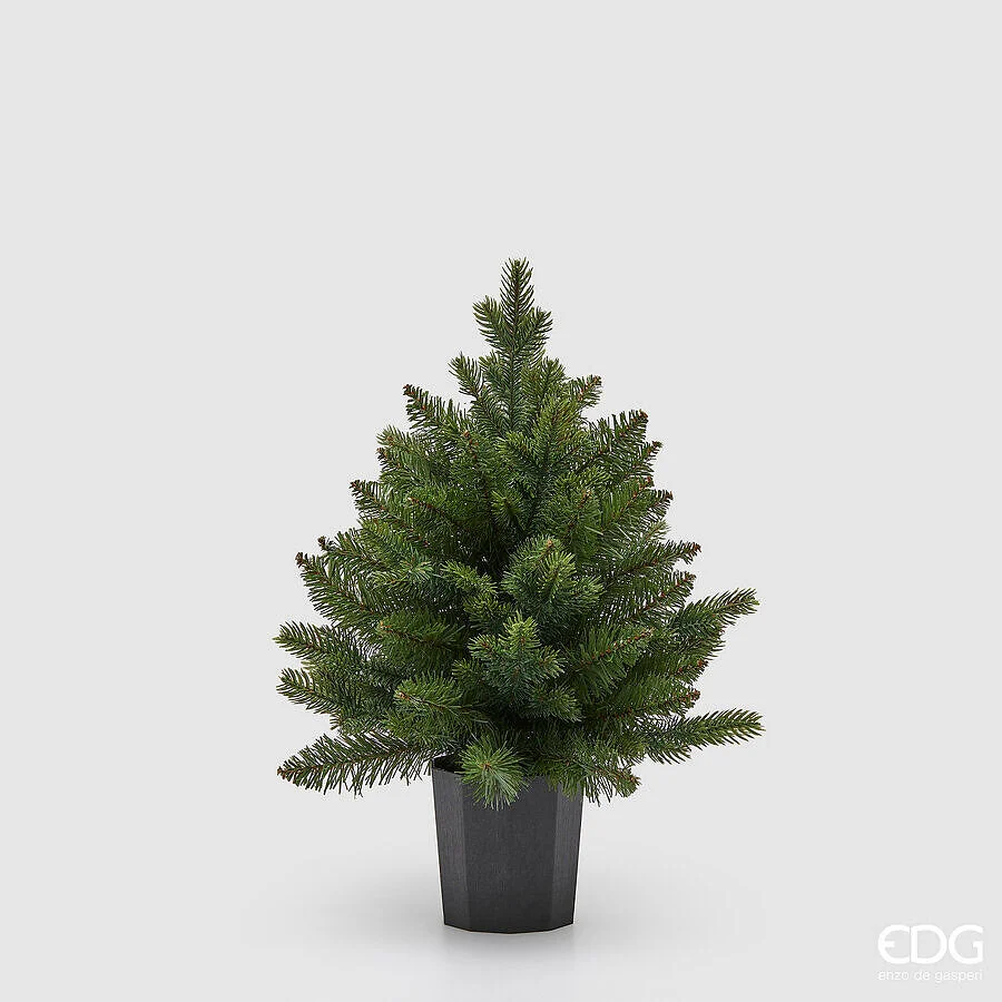 EDG Enzo De Gasperi Albero di Natale Pino Argentato Verde con Vaso H 45 Cm Green