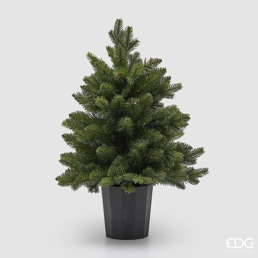 EDG Enzo De Gasperi Albero di Natale Pino Argentato Verde con Vaso H 60 Cm D 48 Cm Green