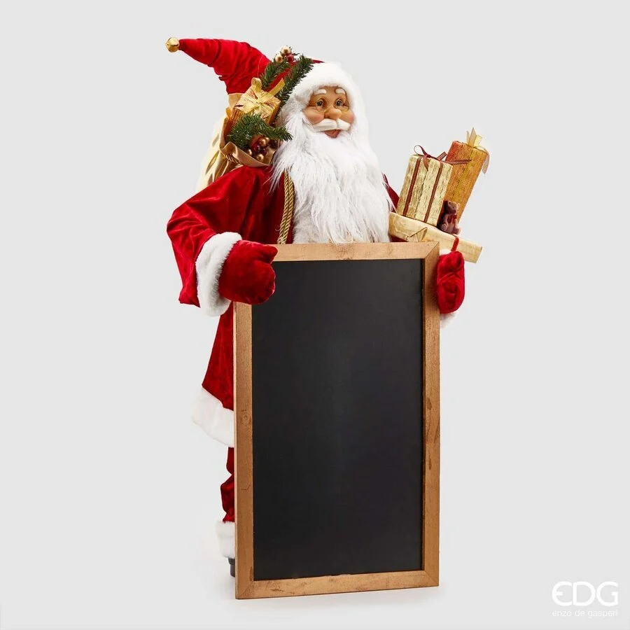 EDG Enzo De Gasperi Babbo Natale con Lavagna e Doni H 82 Cm Red
