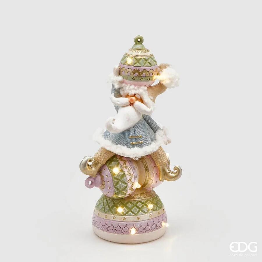 EDG Enzo De Gasperi Babbo Natale Decori con Led H 26 Cm Green Pink