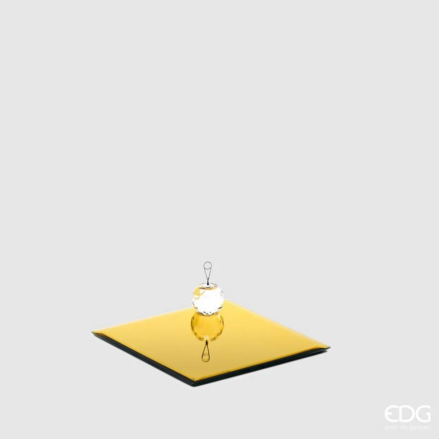 EDG Enzo De Gasperi Base Specchio Quadrato 20 x 20 Cm Gold Vetro
