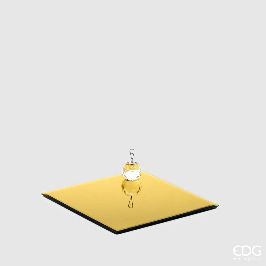 EDG Enzo De Gasperi Base Specchio Quadrato 25 x 25 Cm Gold Vetro