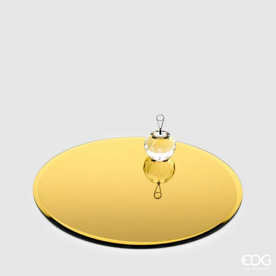 EDG Enzo De Gasperi Base Specchio Rotondo D 25 Cm Gold Vetro