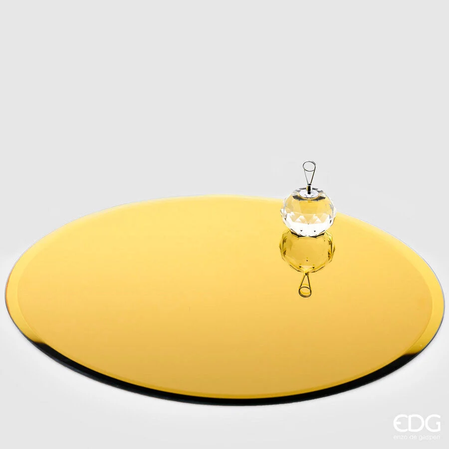 EDG Enzo De Gasperi Base Specchio Rotondo D 40 Cm Gold Vetro