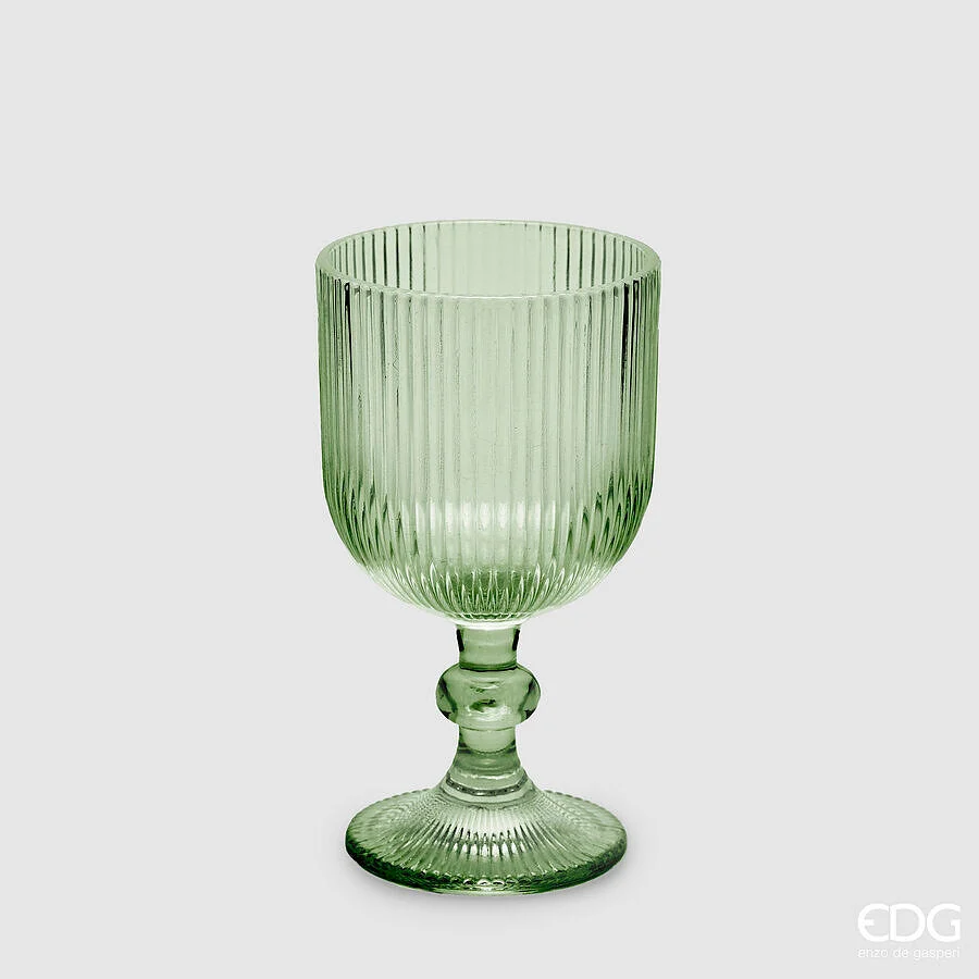 EDG Enzo De Gasperi Bicchiere Righe Calice H 16 Cm D 9 Cm Colore Green 6 Pz