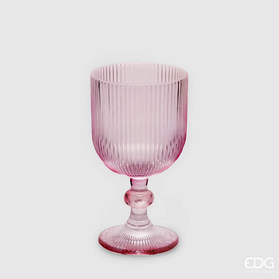 EDG Enzo De Gasperi Bicchiere Righe Calice H 16 Cm D 9 Cm Colore Pink 6 Pz