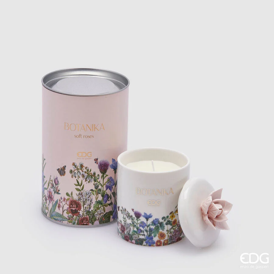 EDG Enzo De Gasperi Candela Botanika C/Ceram. H 13 Cm D 8 Cm C2 Soft Roses