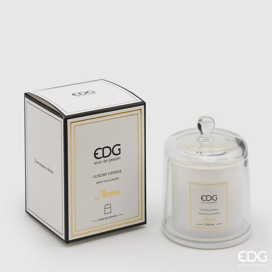 EDG Enzo De Gasperi Candela con Cupola e Scatola Regalo H 12 Cm D 9 Cm White Tea e Ginger