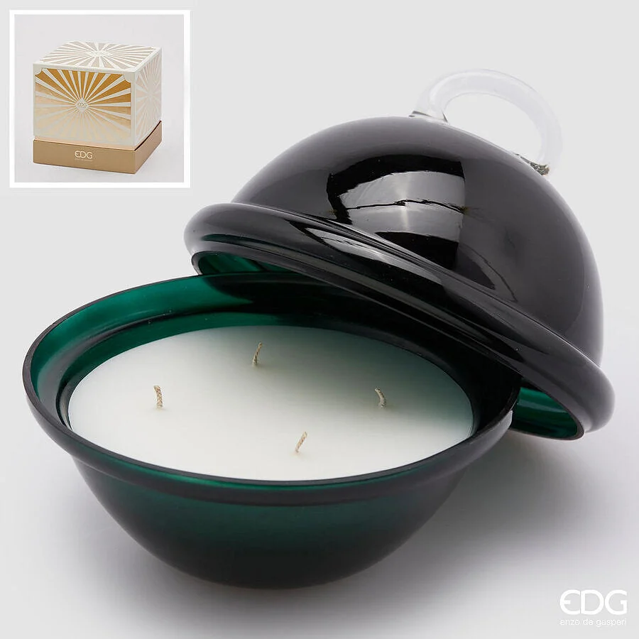 EDG Enzo De Gasperi Candela Sonaglio con Vetro D 19 Cm Green