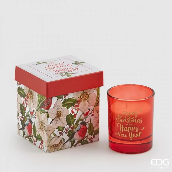 EDG Enzo De Gasperi Candela Natale in Vetro con Scatola Musicale H 9 Cm D 8 Cm White Red