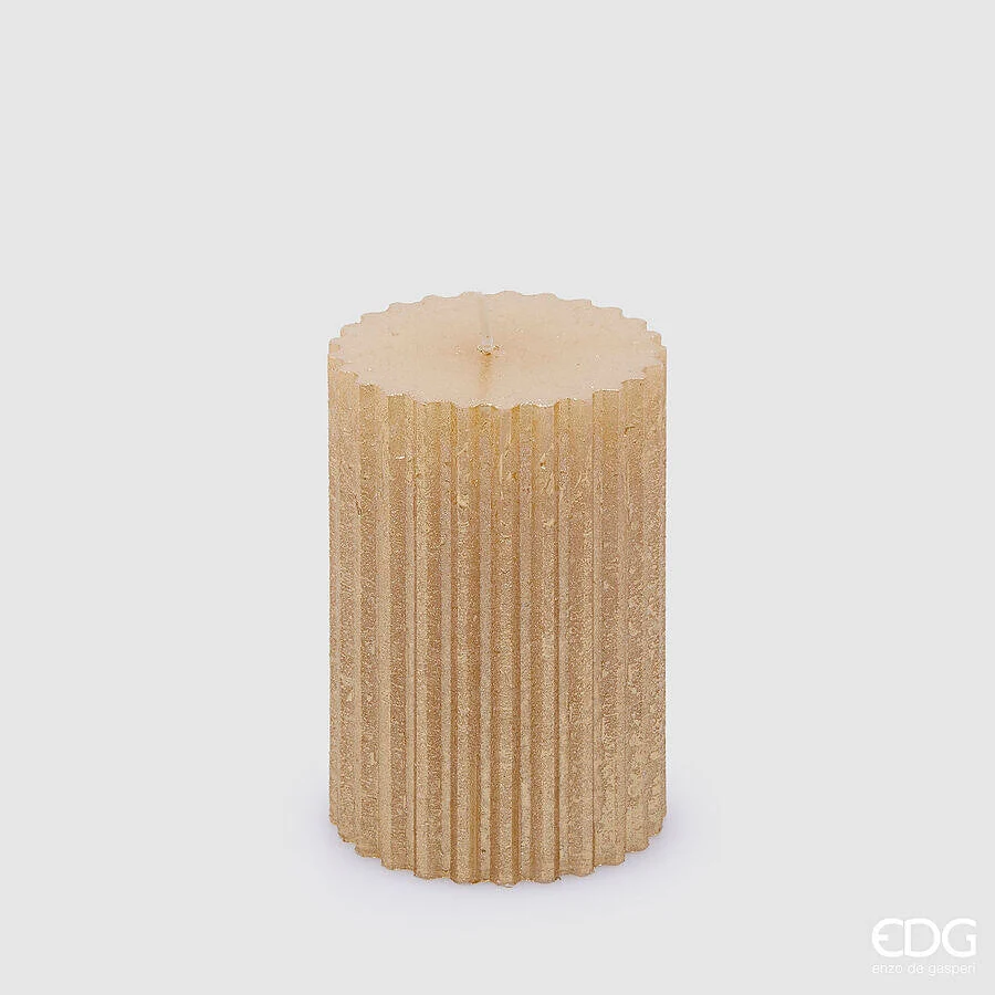 EDG Enzo De Gasperi Candela Moccolo Ingranaggi H 12 Cm D 8 Cm Light Gold