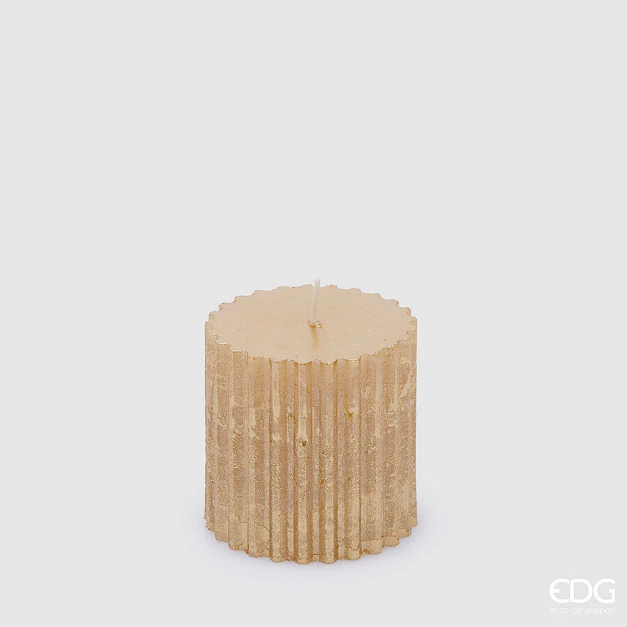 EDG Enzo De Gasperi Candela Moccolo Ingranaggi H 8 Cm D 8 Cm Light Gold