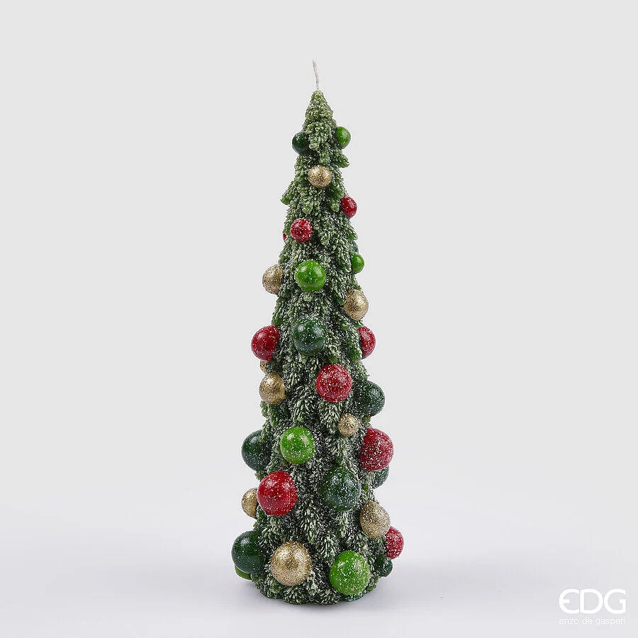 EDG Enzo De Gasperi Candela Natale Pino H 32 Cm D 11 Cm Green Red