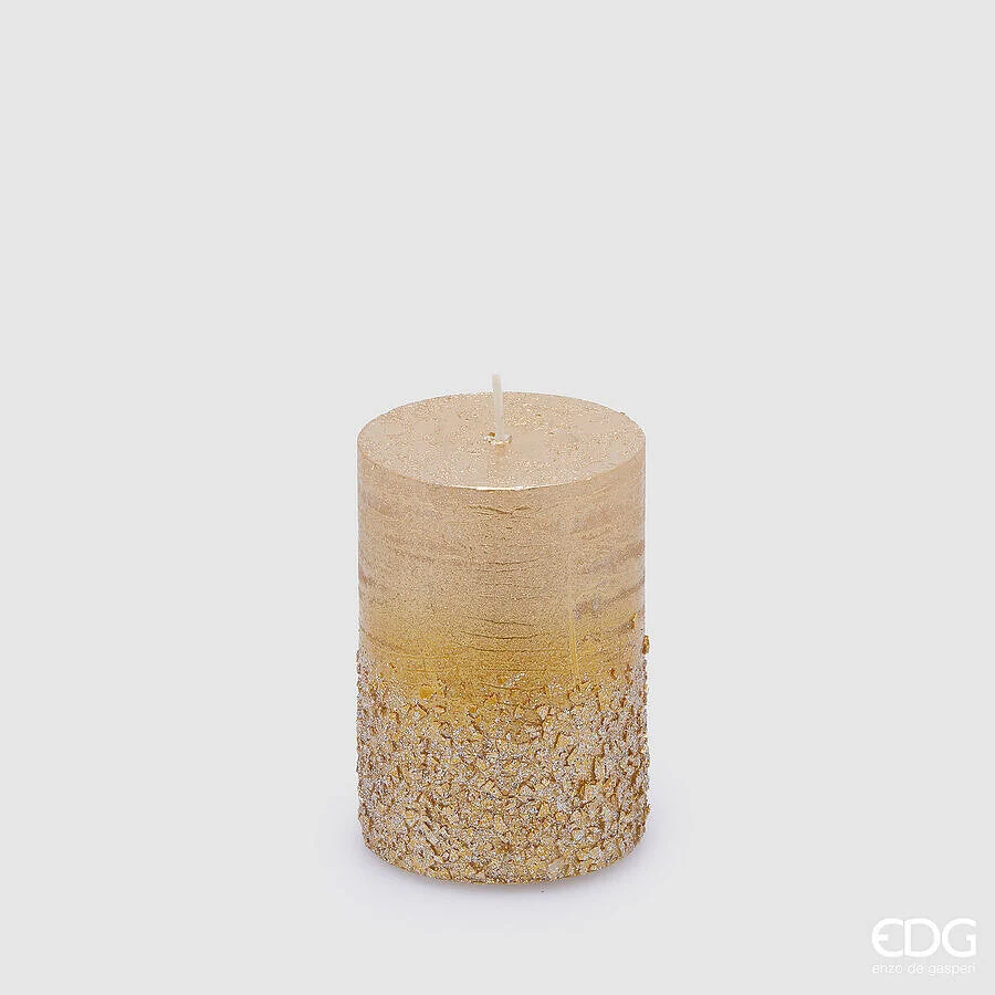 EDG Enzo De Gasperi Candela Rustic Moccolo H 10 Cm D 7 Cm Glitter Light Gold