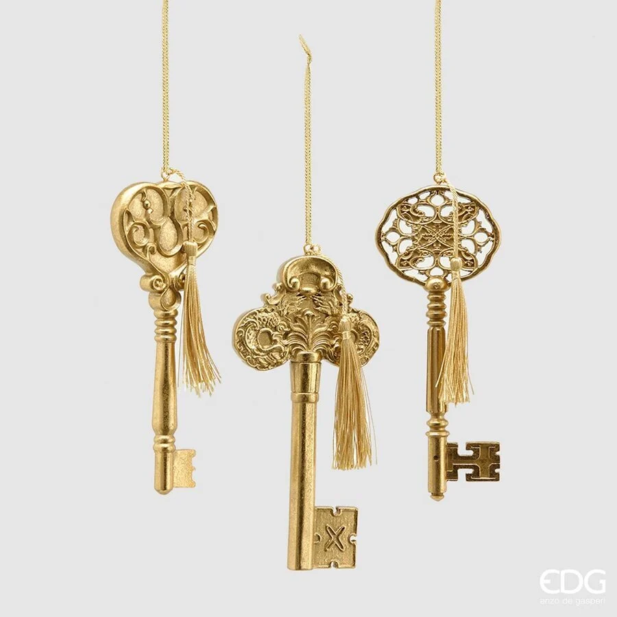 EDG Enzo De Gasperi Decorazione di Natale Chiave Poly H 19 Cm Ass. Gold 1 Pz