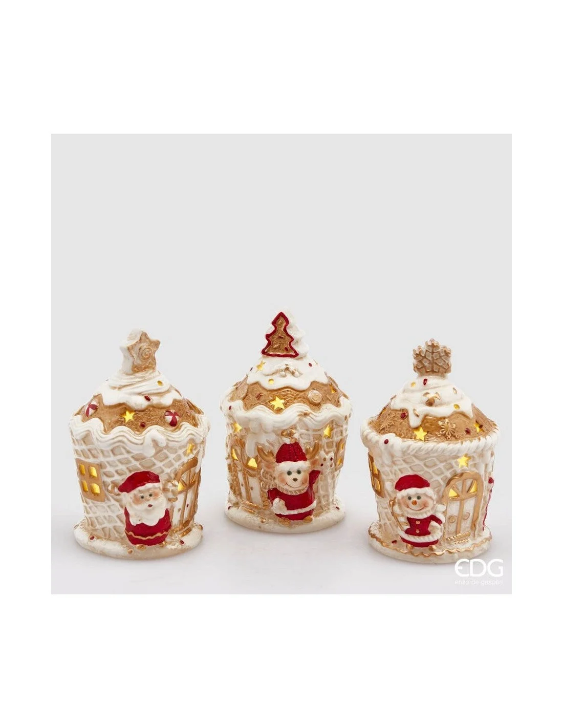 EDG Enzo De Gasperi Decorazione di Natale Coppa Gelato XMas H 13 Cm con Led  Multicolor 1 Pz