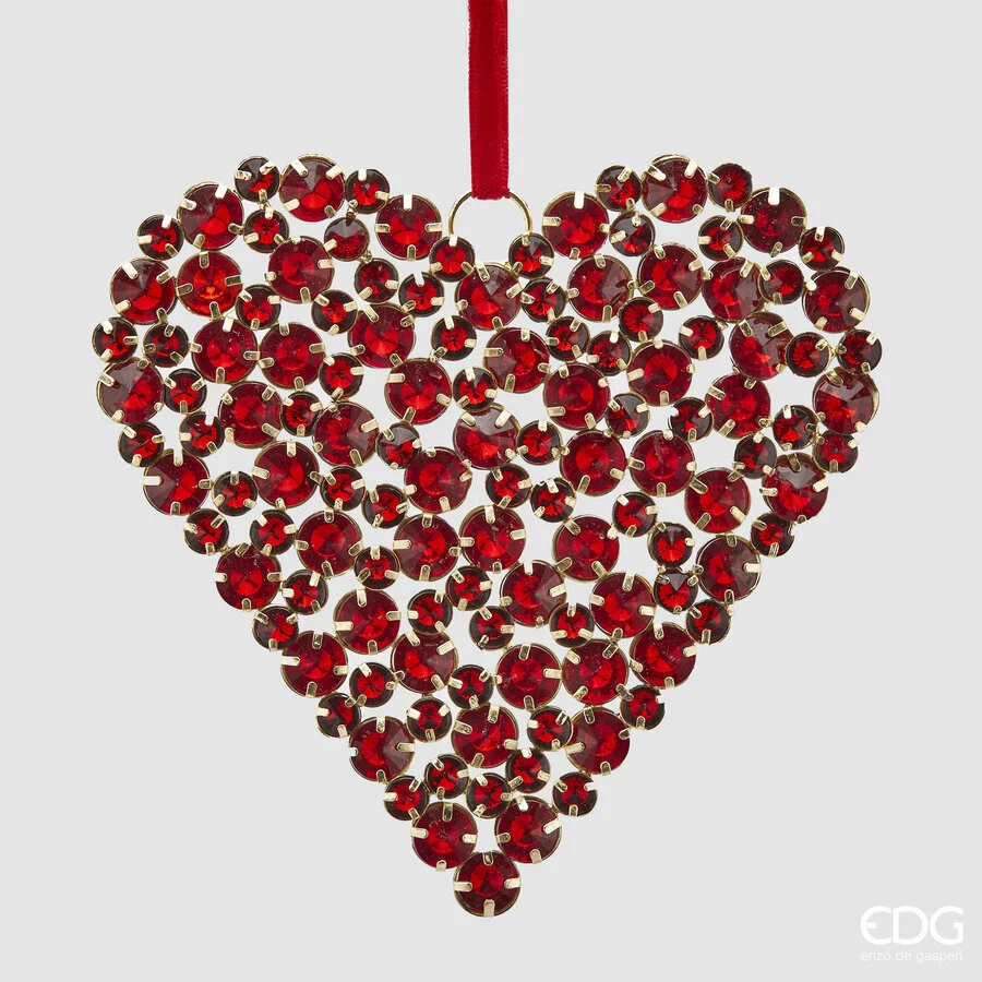EDG Enzo De Gasperi Decorazione di Natale Cuore Diamanti D 15 Cm Red