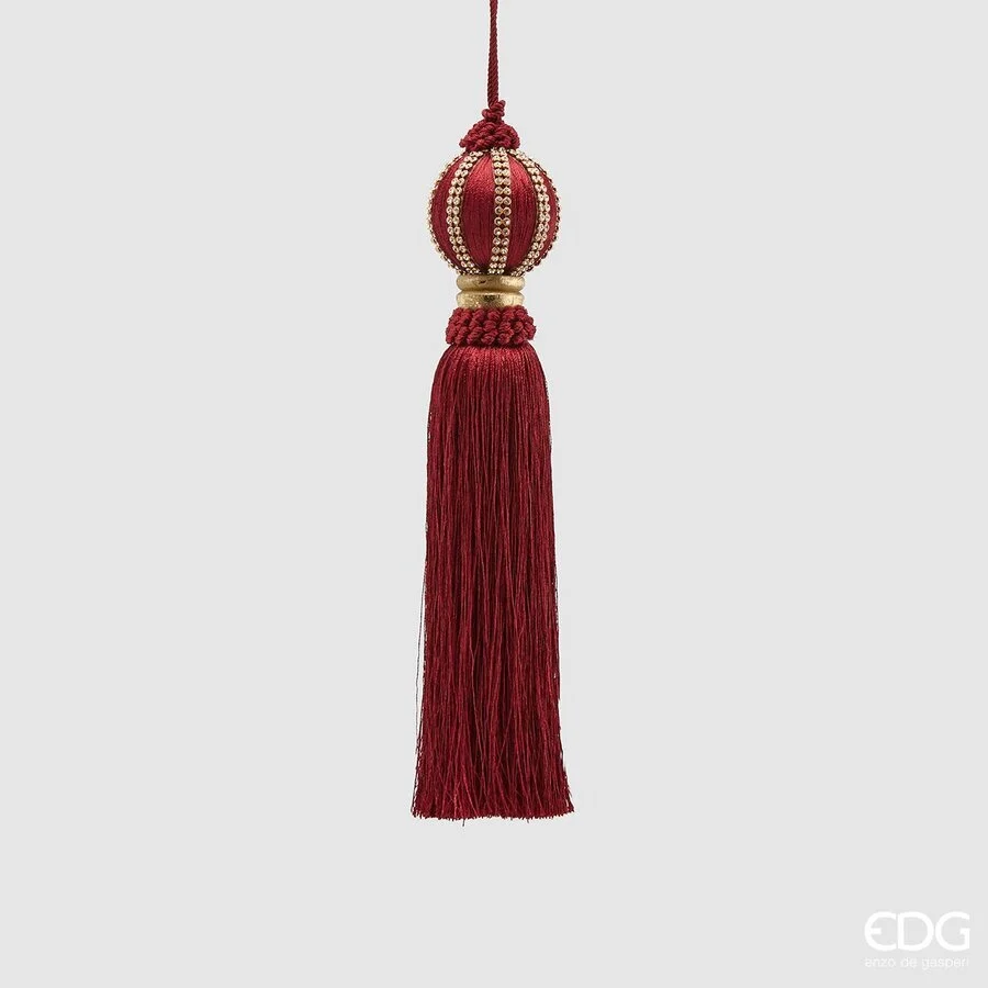 EDG Enzo De Gasperi Decorazione di Natale Nappa Gemme Meridian. H 27 Cm D 6 Cm Burgundy