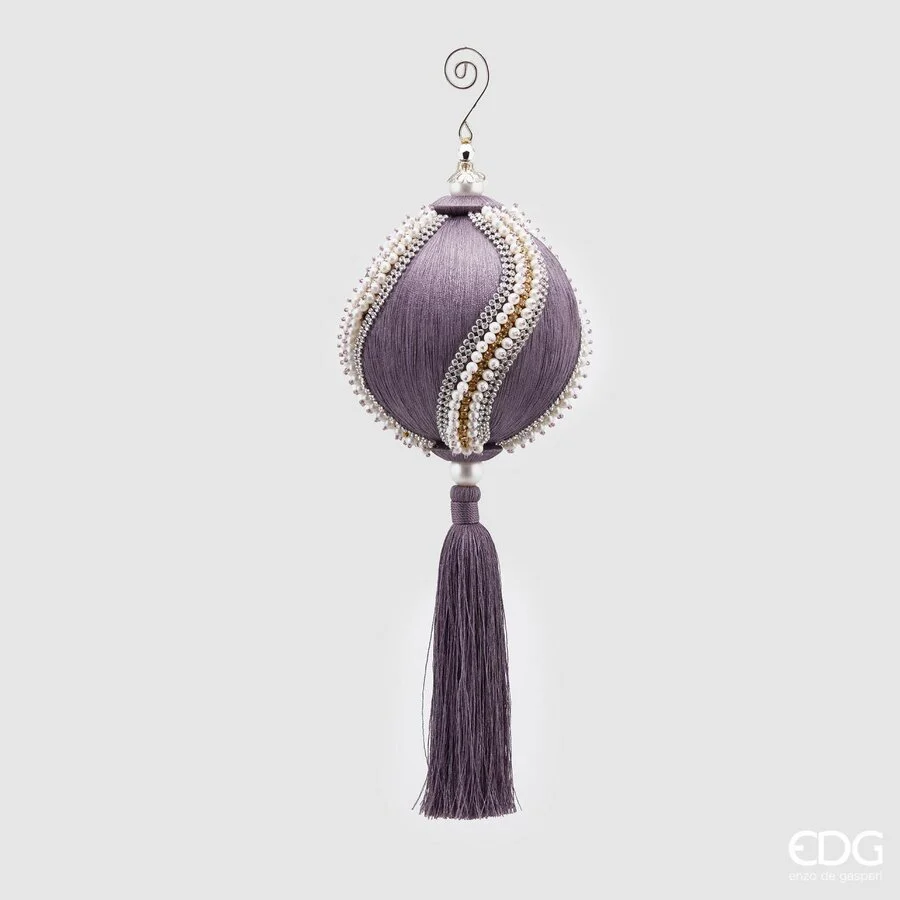 EDG Enzo De Gasperi Decorazione di Natale Nappa Perle H 36 Cm D 12 Cm Lavender