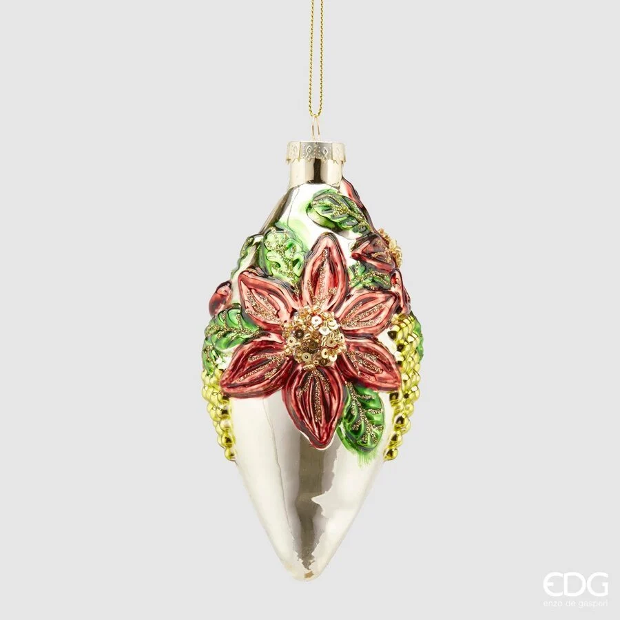 EDG Enzo De Gasperi Decorazione Fuso Vetro Stella Natale H 14 Cm Burgundy
