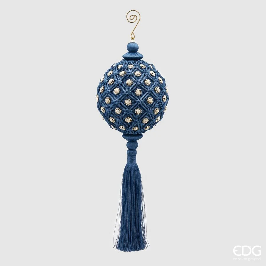 EDG Enzo De Gasperi Decorazione Natale Nappa Intrecci H 36 Cm D 12 Cm Blue