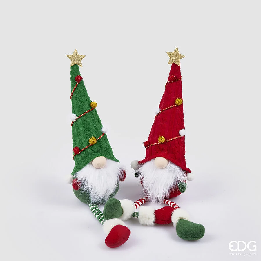 EDG Enzo De Gasperi Decoro di Natale Gnomo Gambe Molli H 50 Cm Ass. Green Red 1 Pz