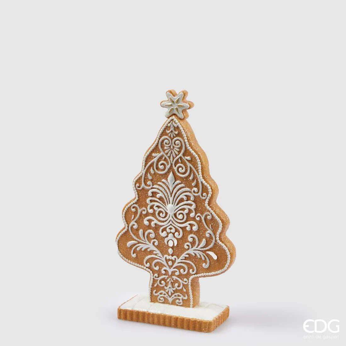 EDG Enzo De Gasperi Decoro di Natale Marzapane Forma di Pino H 29 Cm Hazelnut