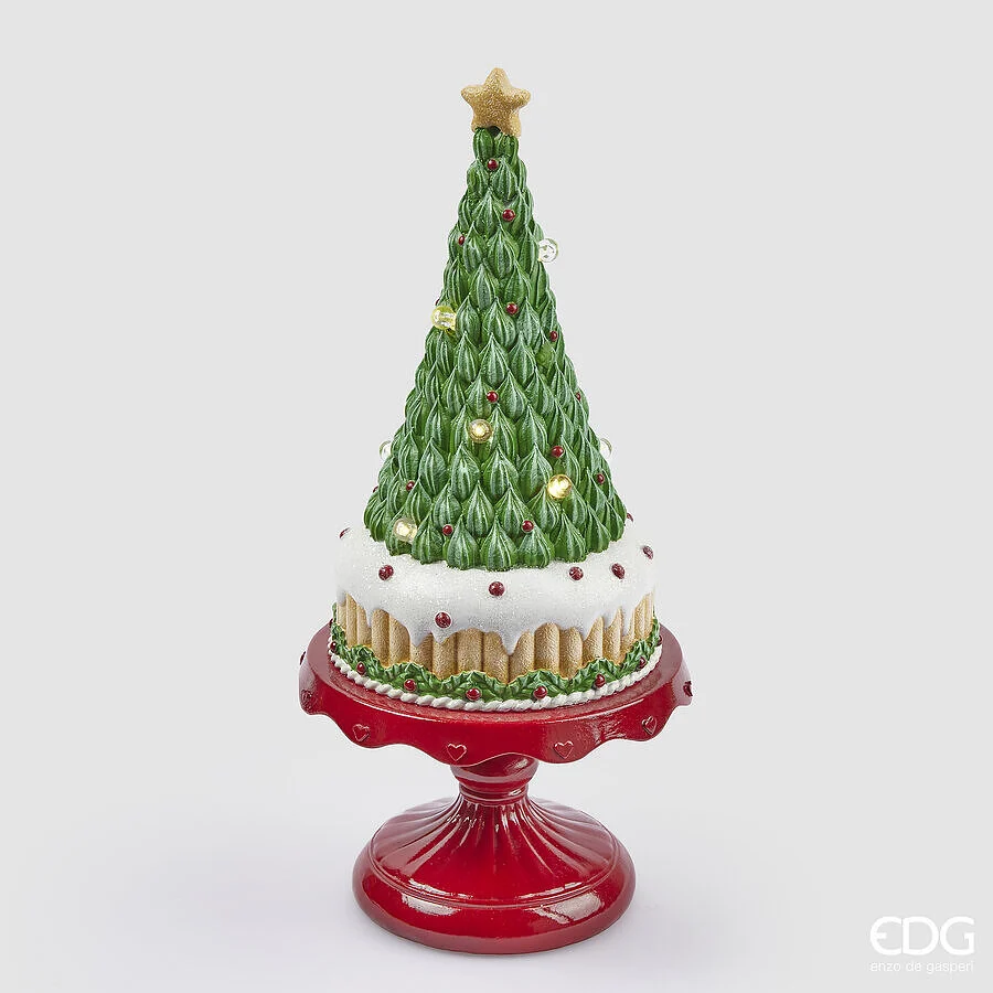 EDG Enzo De Gasperi Decoro di Natale Pino Miniled H 37 Cm D 17 Cm 3x AA Green Red