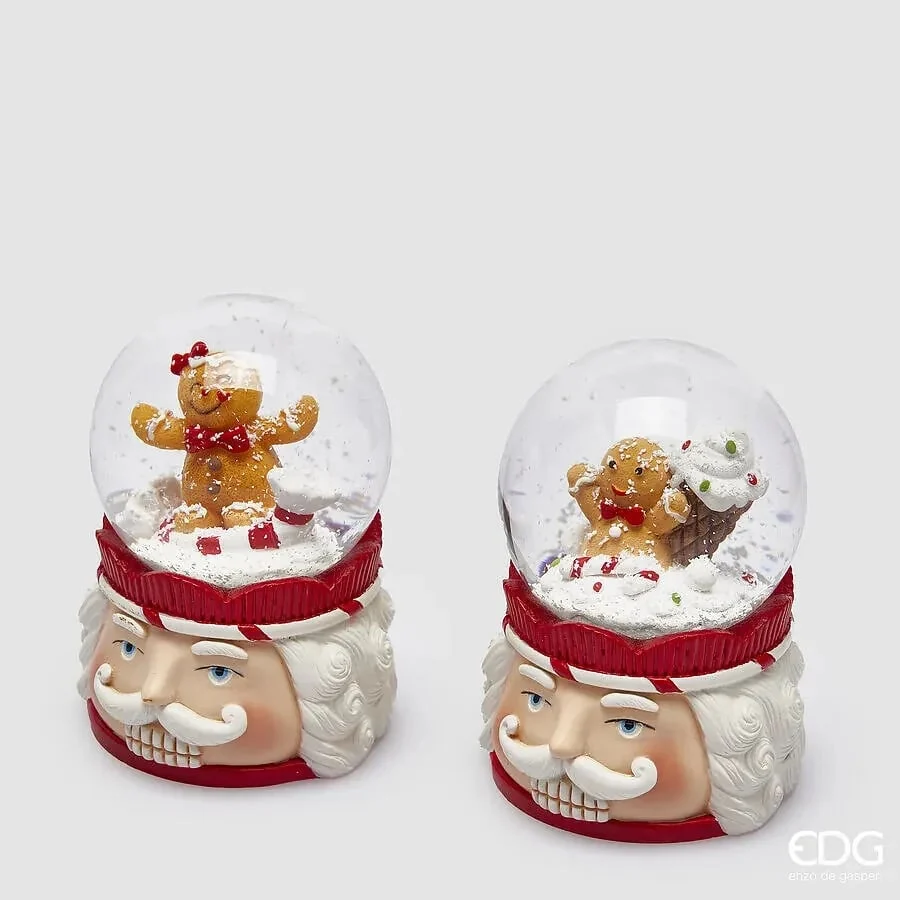 EDG Enzo De Gasperi Decoro di Natale Sfera Acqua Biscotto Marzapane H 10 Cm D 6,5 Cm Ass. Hazelnut 1 Pz