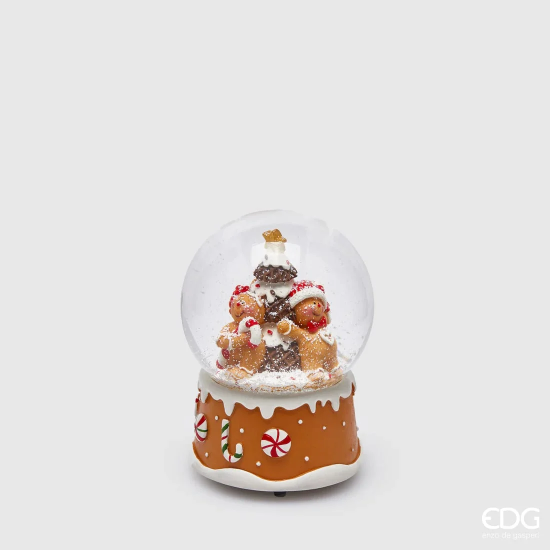 EDG Enzo De Gasperi Decoro di Natale Sfera Acqua Biscotto Marzapane H 14 Cm D 10 Cm Carillon Hazelnut