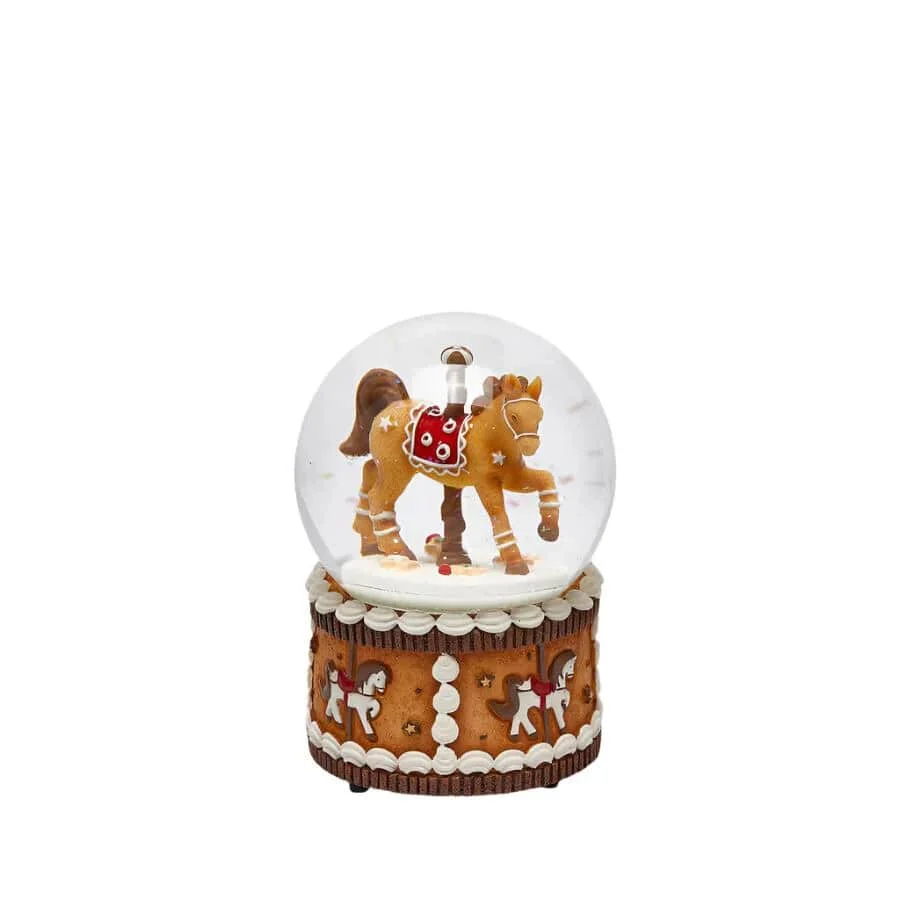 EDG Enzo De Gasperi Decoro di Natale Sfera Acqua Cavallo Carosello H 15 Cm D 10 Cm Hazelnut