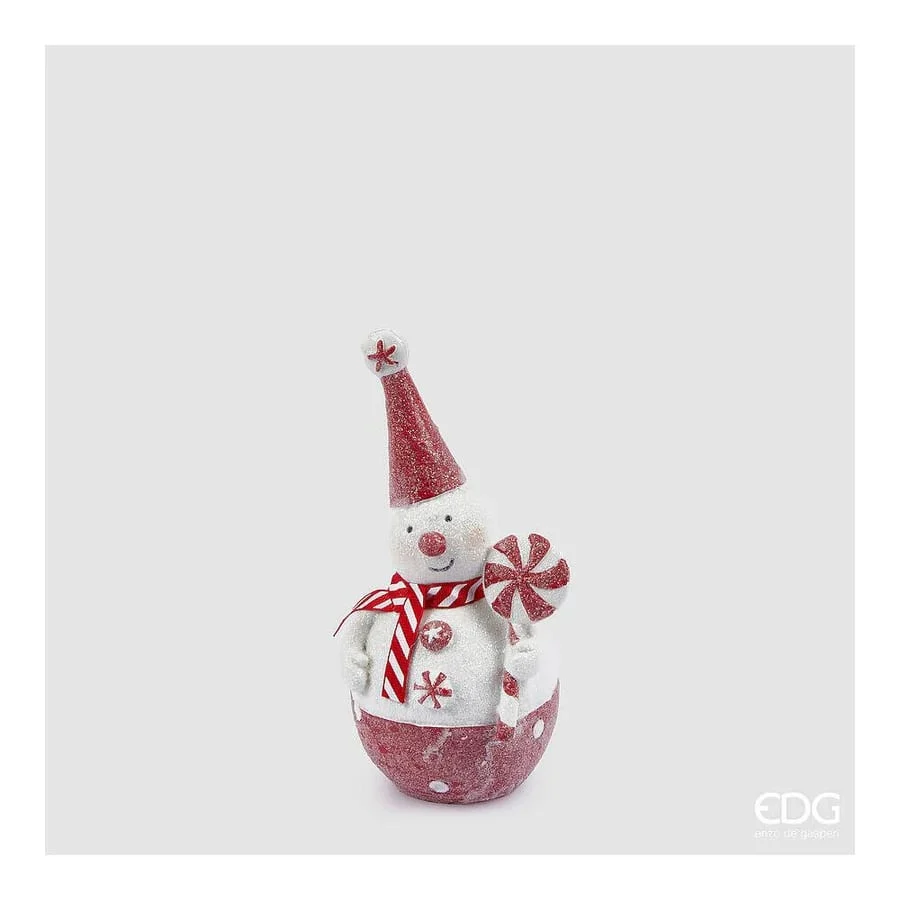 EDG Enzo De Gasperi Decoro di Natale UomoNeve H 17 Cm L 9 Cm L 8 Cm White Red