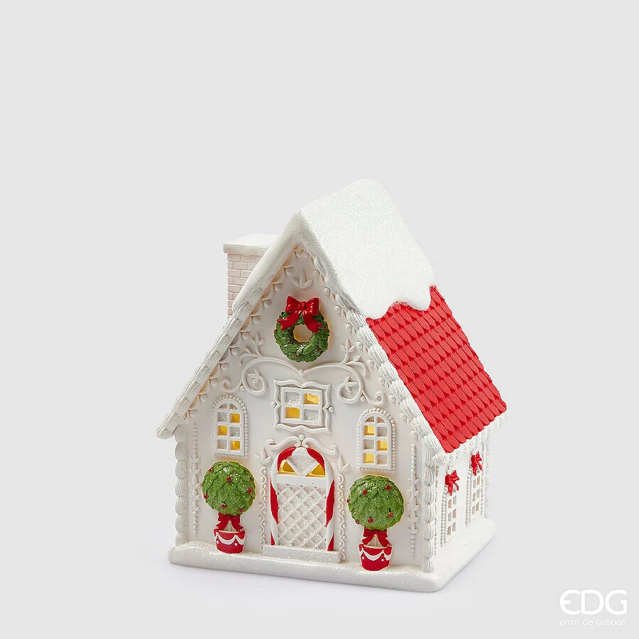 EDG Enzo De Gasperi Decoro Natale Casetta Miniled H 24 Cm 20 x 15 Cm Led Green
