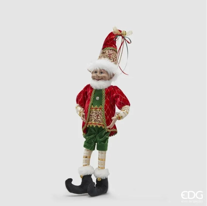 EDG Enzo De Gasperi Decoro Natale Elfo H 63 Cm da Appendere Green Red