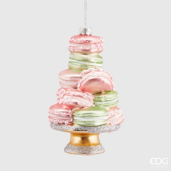 EDG Enzo De Gasperi Decoro Natale Macaron Vetro H 14 Cm Green Pink