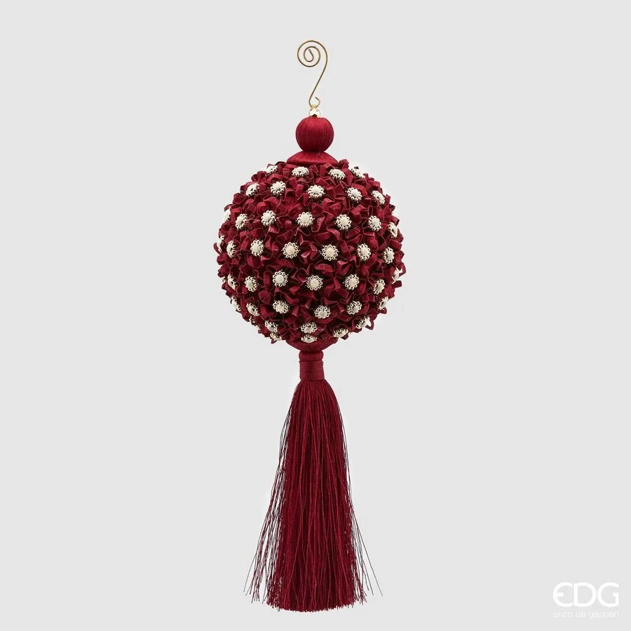 EDG Enzo De Gasperi Decoro Natale Nappa Flowery H 36 Cm D 12 Cm Burgundy