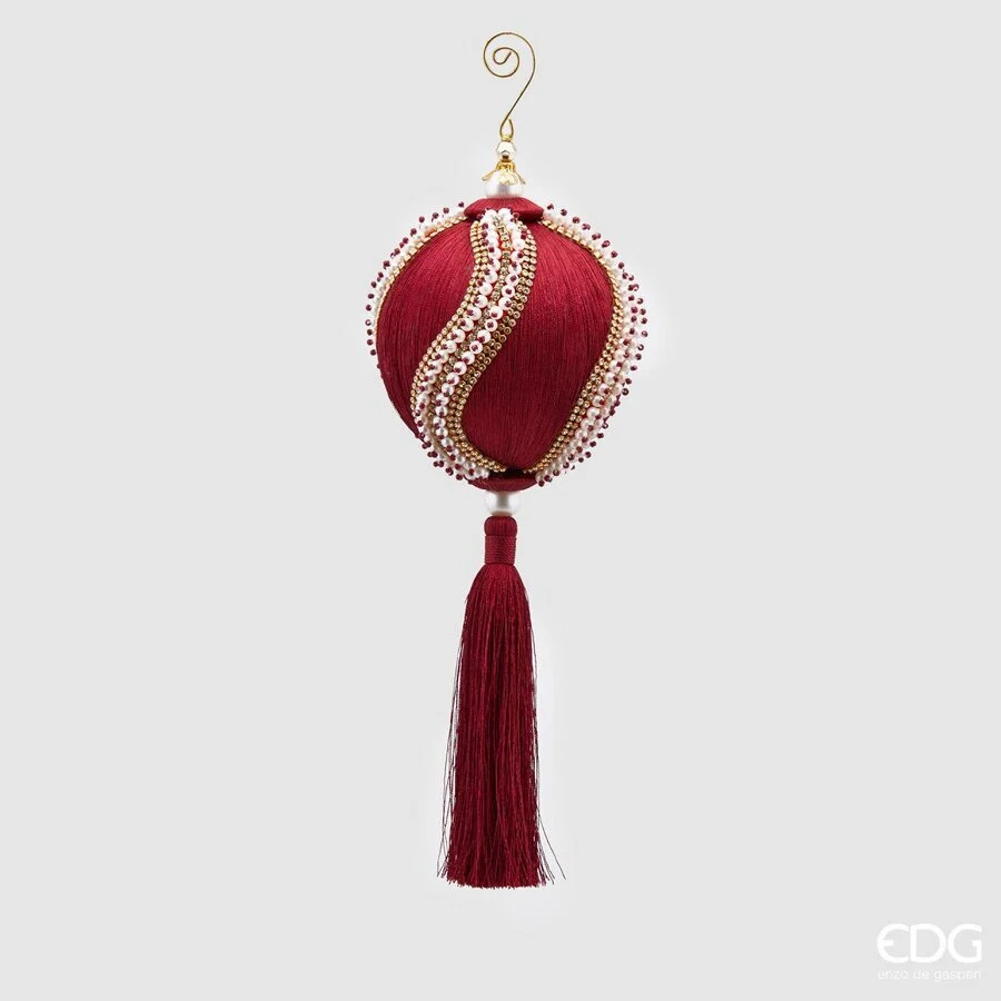 EDG Enzo De Gasperi Decoro Natale Nappa Perle H 36 Cm D 12 Cm Burgundy