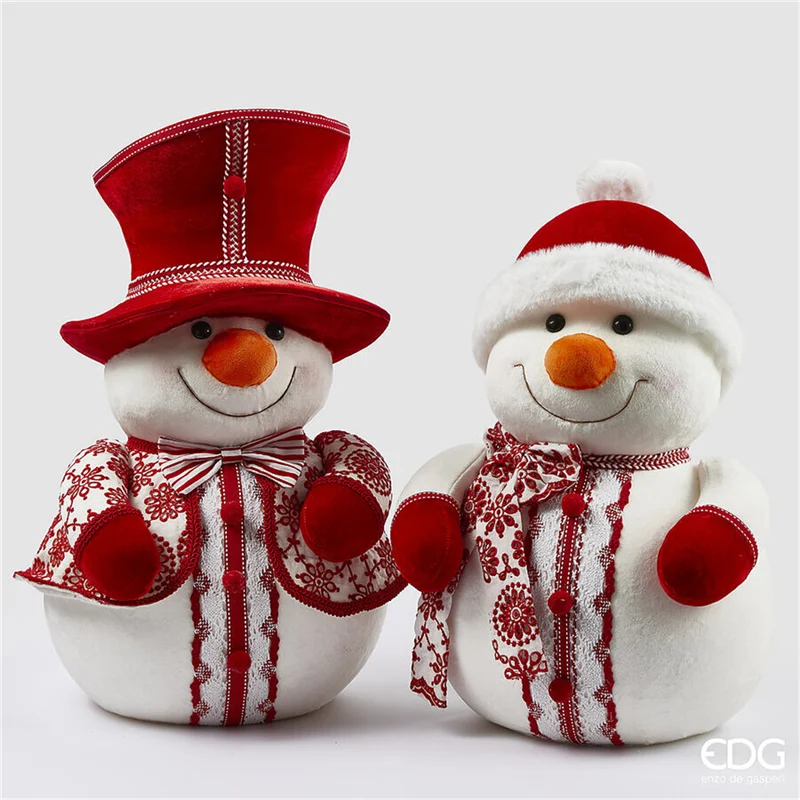 EDG Enzo De Gasperi Decoro Natale Uomo Neve H 48 Cm Ass. White Red 1 Pz