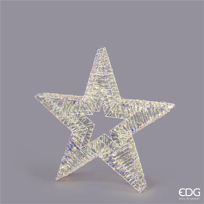 EDG Enzo De Gasperi Decoro Stripes Stella di Natale 1800 Microled D 80 Cm L 12 Cm Natural