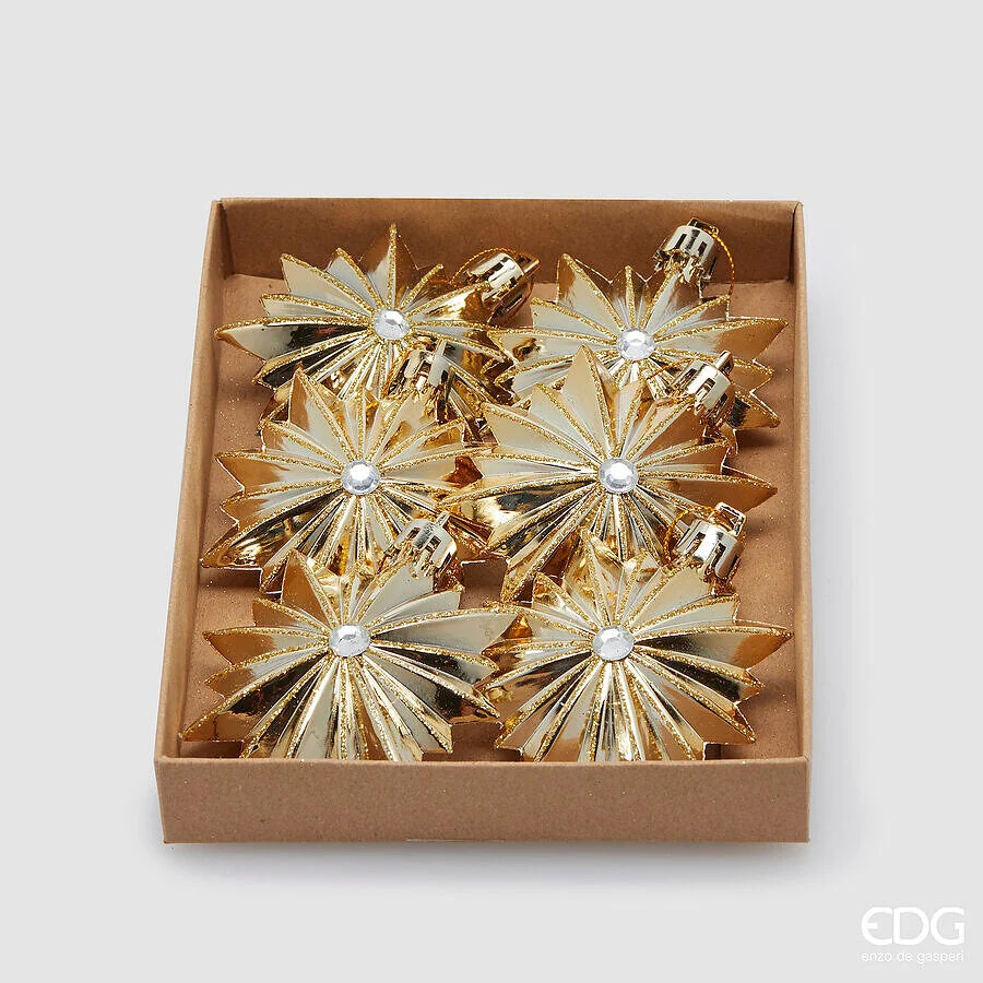 EDG Enzo De Gasperi Addobbo Astro di Natale D 7 Cm Cf 6 Pz Gold